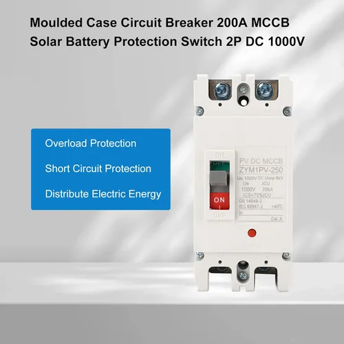 Vista 4 de Interruptor de desconexión de batería solar MCCB 2P 200A 2P 1000V MCCB Interruptor de desconexión de caja moldeada Interruptor maestro de alto