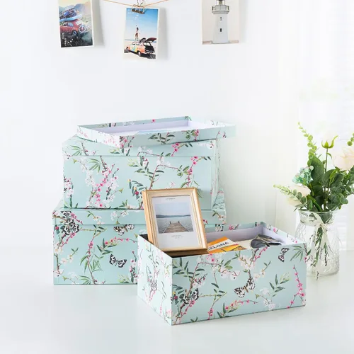 Vista 5 de Soul & Lane Cajas de almacenamiento de fotos de mariposas en vuelo (juego de 3): cajas anidables con tapas, contenedores de cartón decorativos