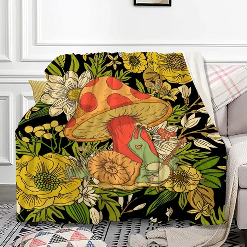Vista 9 de Anuruddha Manta personalizada con nombre, manta de franela con nombre personalizado de rana floral, esponjosa, acogedora, manta de hongo y rana