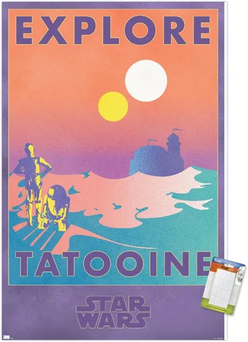 Vista 12 de Trends International Star Wars: Tatooine - Póster de pared de Explore Tatooine, 14.725 x 22.375 pulgadas, versión enmarcada de madera de granero
