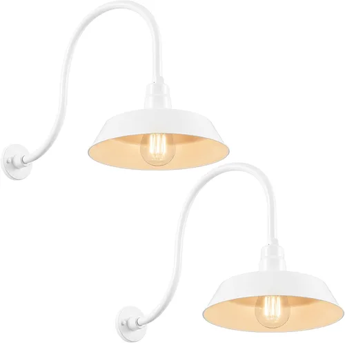 Vista 16 de 14 pulgadas. RLM Warehouse - Pantalla con brazo de cuello de cisne y bombilla Led A19 5000K de 9W Negro satinado (paquete de 1)
