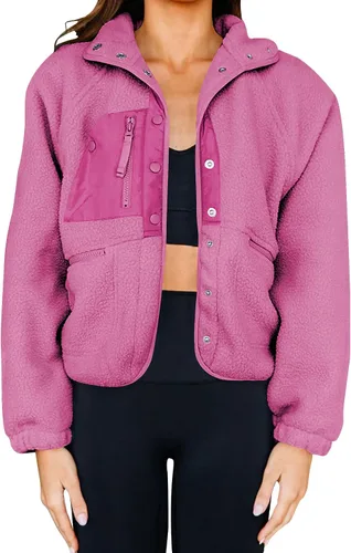 Vista 23 de Aoang Abrigos de invierno para mujer, casual, con solapa, manga larga Verde militar