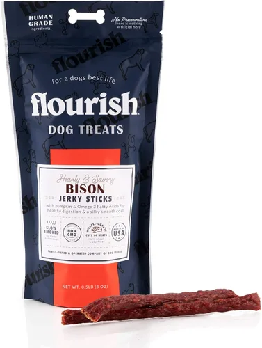 Vista 22 de Flourish Pets Angus - Palitos de carne seca de res, golosinas para perros, masticables de entrenamiento saludable (8 onzas)