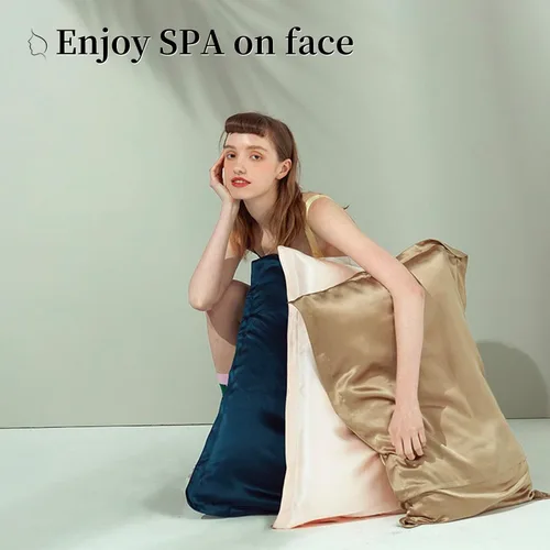 Vista 3 de Paquete de 2 fundas de almohada de seda de 25 Momme, fundas de almohada de seda para cabello y piel, juego de 2 fundas de almohada de tamaño Queen