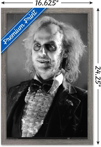 Vista 3 de Trends International Beetlejuice - Póster de pared clásico, 14.725 x 22.375 pulgadas, versión enmarcada de madera de granero