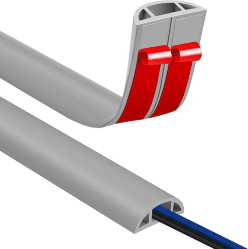 Vista 15 de JAHOMFAI Cubierta para cables de piso 1m de largo, cubiertas para cables en el suelo para proteger los cables y prevenir riesgos de caídas, fácil