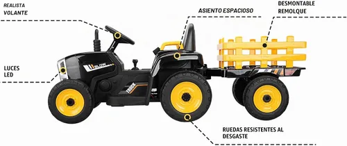 Vista 9 de TOBBI - Tractor de juguete a batería de 12 V con remolque color verde, rosado y rojo