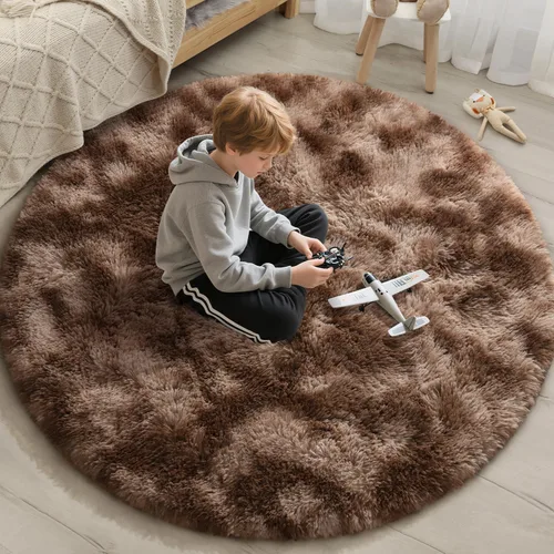 Vista 51 de EVOIONOS Alfombra Redonda Negra para Dormitorio, 4x4 Pies Alfombra de Área Circular Suave y Esponjosa para Sala de Estar, Alfombra Circular de Felpa