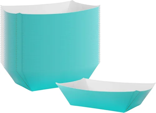 Vista 18 de Restaurantware Bio Tek 2 onzas Botes de comida desechables de 400 bandejas de papel para alimentos - Botes de papel a prueba de grasa con diseño
