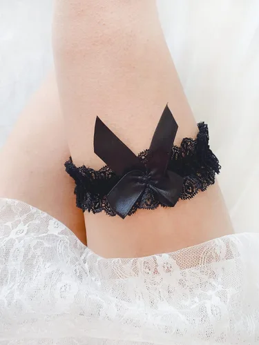 Vista 4 de Ligueras de encaje sexy para novia elásticas para baile de graduación con lazo