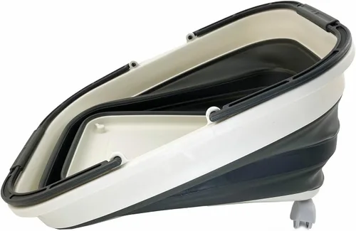 Vista 2 de SAMMART Cesta de plástico plegable de 26 litros (6.8 galones) con asa y ruedas, contenedor de almacenamiento plegable con asa y ruedas, bañera