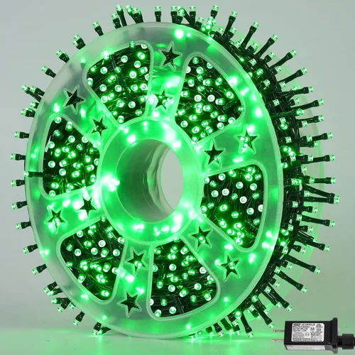 Vista 42 de QITONG Guirnalda de 500 luces LED de Navidad de 165 pies para exteriores, impermeable, luces multicolor con 8 modos, cable verde, luces parpadeantes