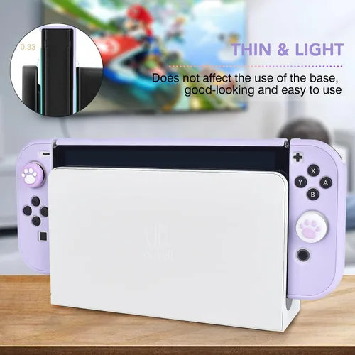 Vista 13 de DLseego Switch OLED Protective Case Dockable Hard Shell Anti-Scratch Cover Joycon Accessory Skin with 6PCS Thumb Grips Caps and 2Pc Screen