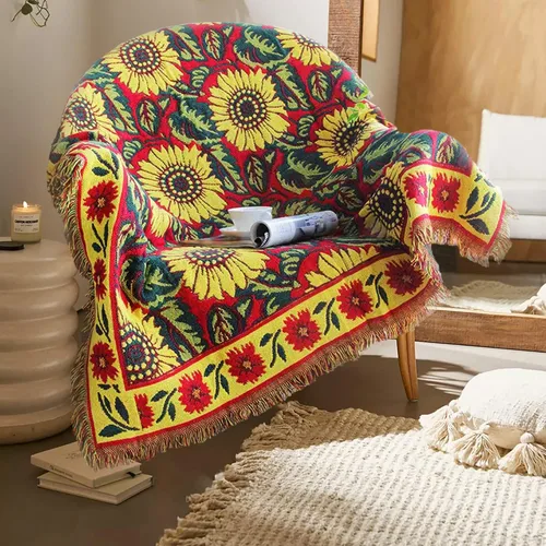 Vista 13 de Mantas Boho Reversibles Mantas Tejidas Cubiertas Hippie para Sofá Cama Sillón Reclinable Sofá Tapiz Bohemio Protector de Muebles Colorido