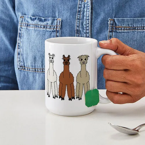Vista 6 de CafePress Alpaca (No Text) Large Mug 15 oz (444 ml) Ceramic Coffee Mug