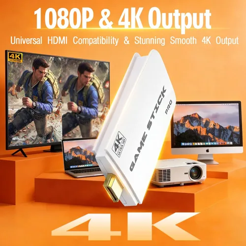 Vista 6 de Retro Gaming Console Stick with 20,000+ Built in Games, 4K HDMI Plug & Play, 64GB Memory, Dual 2.4G Wireless Controllers with Lag-Free Connection