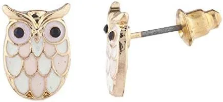 Vista 2 de Lux Accessories Juego de pendientes de tuerca de búho pastel triples en tono dorado (3prs), Oro