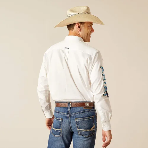 Vista 87 de Ariat Camisa de sarga con logotipo del equipo para hombre
