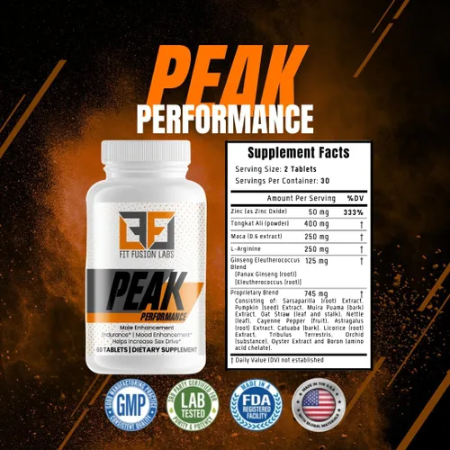 Vista 3 de Peak Performance Natural Masculino Mejora y Potenciador de Energía – Tongkat Ali, Maca, Zinc y Ginseng – Apoya la resistencia, la fuerza