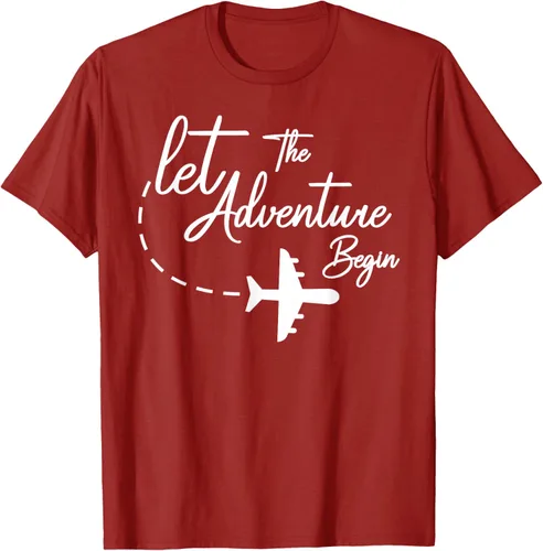 Vista 45 de Let The Adventure Begin - Camiseta inspiradora en modo de viaje en avión, Negro, S