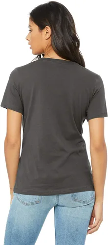 Vista 3 de Camiseta cuello en V relajada de BELLA + CANVAS Asfalto