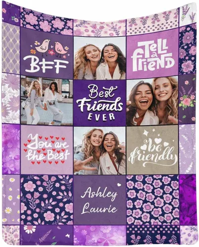 Vista 32 de Regalos de cumpleaños para mujeres, manta de amistad personalizada con tus fotos, manta personalizada con mis propias imágenes para hermanas