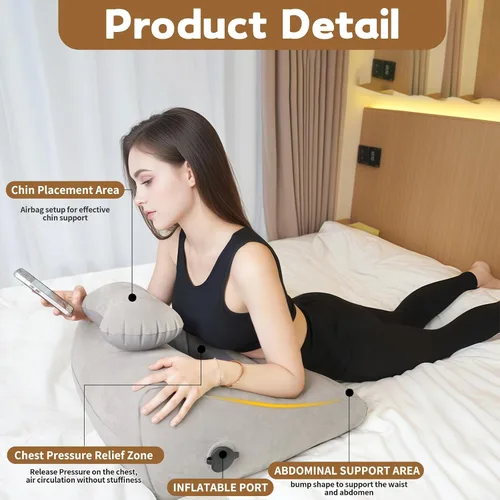 Vista 4 de Almohada de cuña para dormir, almohada inflable de elevación de piernas para hinchazón, circulación, alivio del dolor de piernas y espalda, almohada