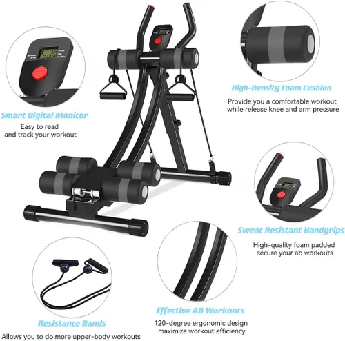 Vista 3 de Equipo de entrenamiento AB, máquina de abdominales para gimnasio en casa para ejercicio abdominal y entrenamiento de fuerza, equipo de fitness