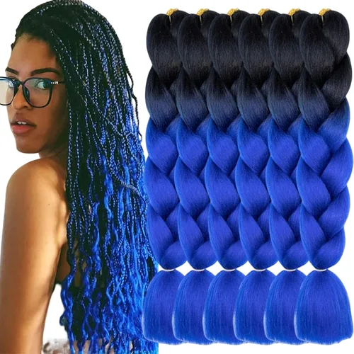 Vista 10 de Beige (613) Cabello trenzado 6 paquetes de extensiones de cabello sintético de 24 pulgadas, extensiones de cabello trenzado Jumbo Ombre trenzado