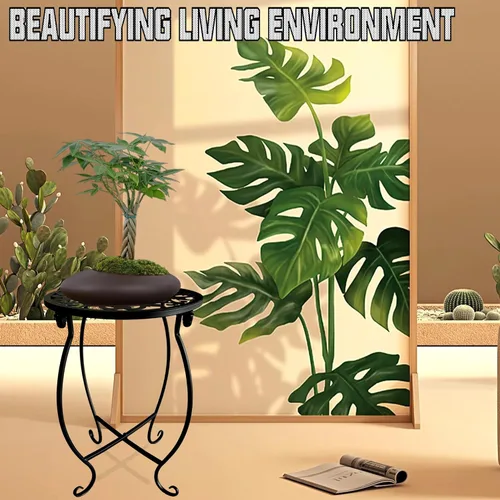 Vista 3 de Soporte para plantas para interiores y exteriores, soporte para macetas de 15 pulgadas de alto, soporte redondo de esquina de metal para maceta