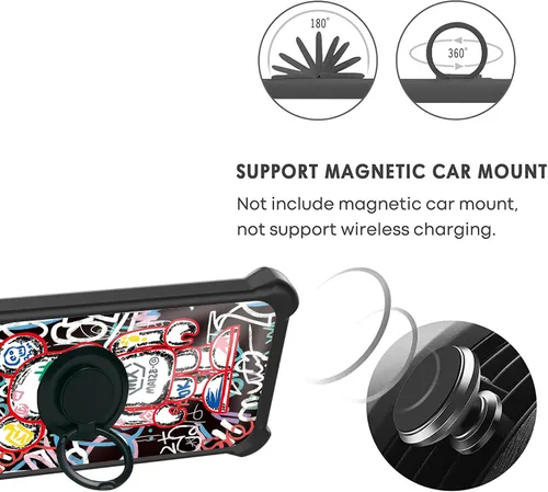 Vista 4 de jioeuinly Funda para Huawei Nova Y91 compatible con Huawei Nova Y91 con protector de pantalla de vidrio templado, soporte de anillo, efecto