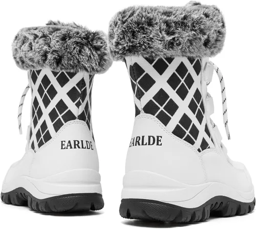 Vista 6 de EARLDE Womens Snow Boot With Waterproof Lace Up Mid-Calf Outdoor Winter Deep Tread Rubber Sole