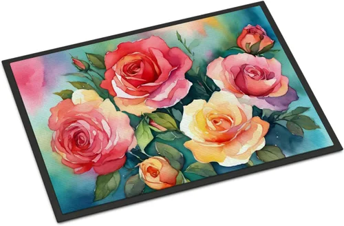 Vista 71 de Caroline's Treasures DAC1621MAT - Felpudo con diseño de camelia en acuarela de 18 x 27 pulgadas, tapete para puerta delantera, para interiores