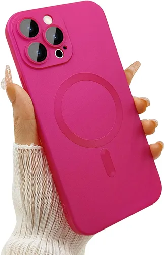 Vista 13 de ankofave Funda magnética para iPhone 13 Pro Max para mujer, diseño mate de lujo suave con brillo metálico con protector de lente de cámara