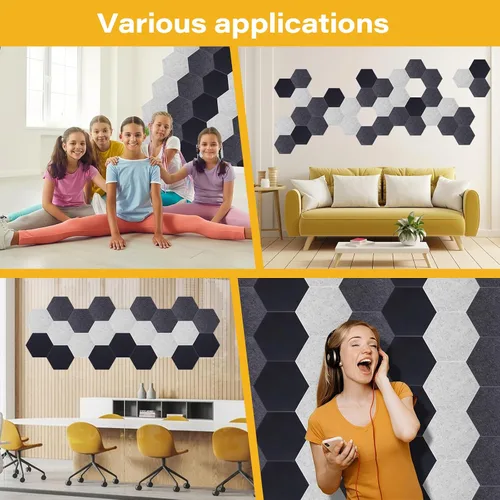Vista 7 de Paneles acústicos, Magrowill, paquete de 12 paneles de pared insonorizados, paneles acústicos de alta densidad absorbentes de sonido
