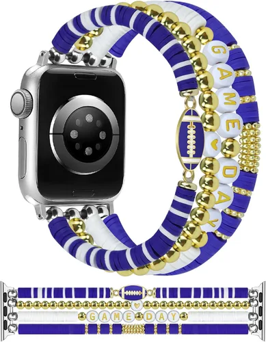 Vista 20 de JR.DM - Pulsera de cuentas compatible con Apple Watch de 40 mm, 38 mm, 41 mm, 42 mm; correa elástica hecha a mano para iWatch Series