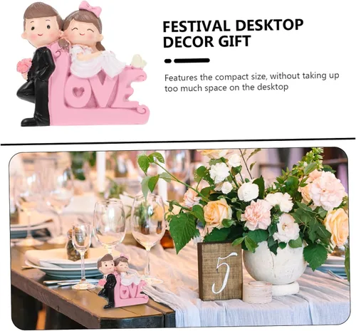 Vista 4 de BESPORTBLE 1 pieza de adornos de boda para novia, novio, estatua de resina, figura de pareja, romántica, decoración de mesa para tartas, decoración