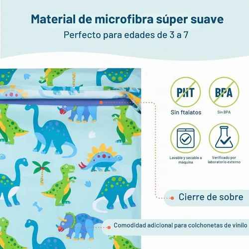 Vista 3 de Wildkin - Funda de microfibra para niños, diseño de dinosaurio Tierra de dinosaurios
