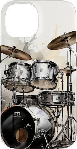 Vista 4 de Vintage Drum Set Drawing Funda para iPhone 17