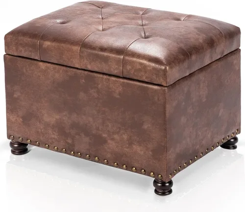 Vista 21 de Joveco Otomana rectangular de 24" con almacenamiento para sala de estar, banco tapizado con asiento y reposapiés con tapa abatible, reposapiés