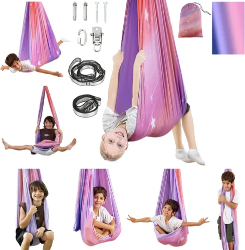 Vista 9 de Columpio Sensorial, Columpio Sensorial para Interior y Exterior para Niños y Adultos, Columpio de Abrazo de Doble Capa para Terapia para Niños