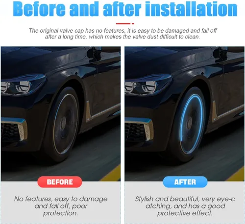 Vista 7 de Tapones Luminosos para Válvula de Neumático de Auto, 12 Unidades, Cubierta Iluminada de Válvula de Rueda con Cráneo, Tapa de Rueda de Brillo