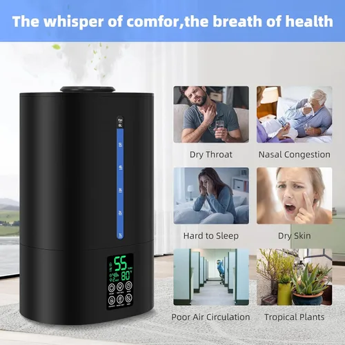 Vista 5 de Coolfiqu Humidificadores de 6L para dormitorio, habitación grande, hogar, humidificador fresco y cálido para bebés y plantas, humidificadores
