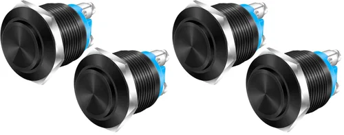 Vista 8 de DaierTek Interruptor de botón de bocina momentánea de 12 V y 0.748 in, interruptor de encendido de arranque redondo impermeable de metal negro