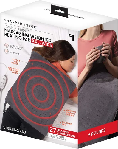 Vista 7 de Sharper Image - Almohadilla térmica con peso para masaje de calor calmante Ajustes de temperatura, función de apagado automático, regalo