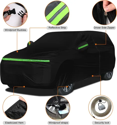 Vista 3 de Fundas impermeables para automóvil de 6 capas para Volvo XC40 2017-2026 All Weather Car Cover with Cotton Liner, Zipper Door, Windproof Bands for