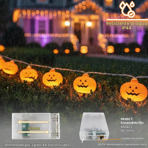 Vista 4 de Runleo Guirnalda de luces de calabaza para decoración de Halloween
