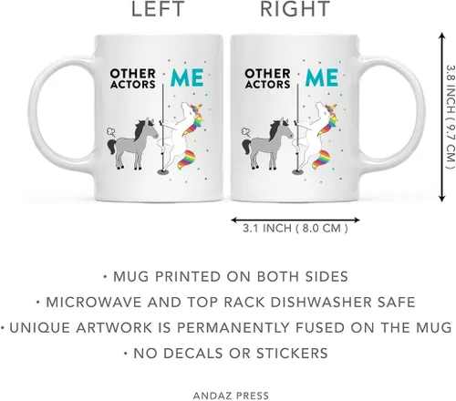 Vista 5 de Andaz Press Funny Quirky - Taza de té de café de cerámica de 11 onzas, regalo de agradecimiento, otros actores yo, unicornio de caballo, 1 paquete
