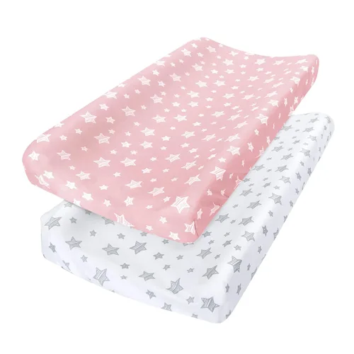 Vista 13 de Fundas para cambiador, color beige y gris, para niños y niñas, paquete de 2 unidades, unisex, funda para cambiador, sábana suave y transpirable