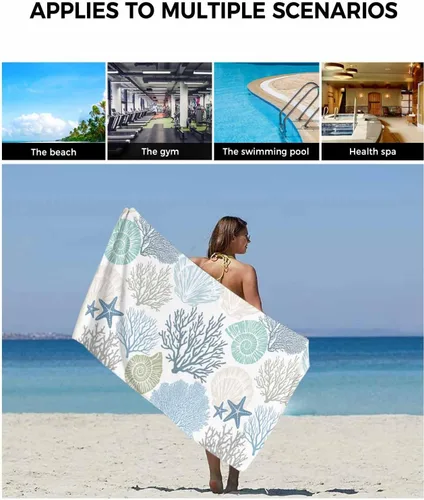 Vista 6 de Seven Roses Juego de toallas de baño costeras, toallas de baño suaves y absorbentes, toallas de baño náuticas con estrellas de mar para baño Kicthen